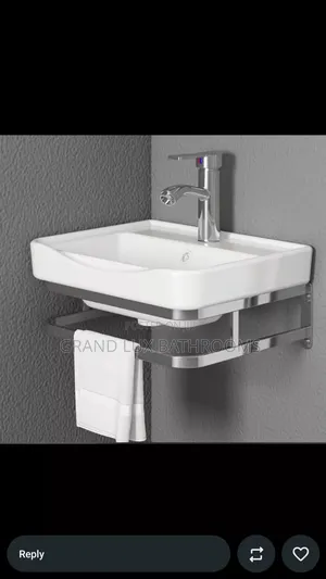 Wall Mounted Wash Hand Basin With Towel Hanger