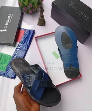 Blue Billionaire Leather Slippers