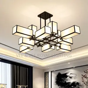Luxury 10-Lamp Cube Chandelier – For Living Room, Offices, Hotels