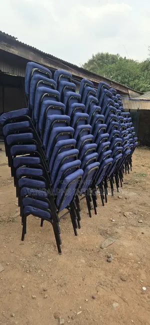 Plain Blue Medium Size Church Chair With Logo