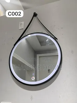 Belt Mirror Black Frame With Three Light