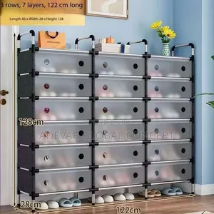 7 Layers, 3 Rows Dustproof Shoe Rack With Cover