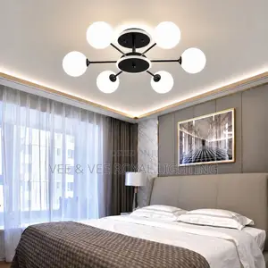 Modern 6 Heads Frosted Chandelier – For Living Room, Bedroom , Office