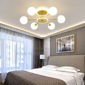Luxury 6-Light Gold Glass Chandelier– For Bedroom, Lounge, Living Room