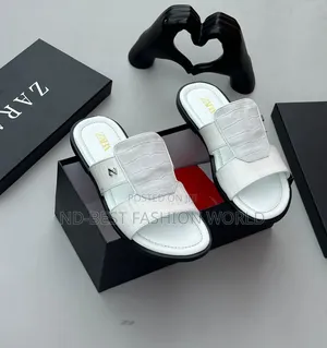 White Leather Men's Slippers
