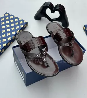 Coffee Brown Leather Slippers