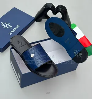Blue Leather Slippers
