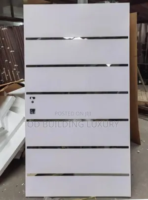White Madrid Israeli Security Door With Sleek Horizontal Steel Inlays
