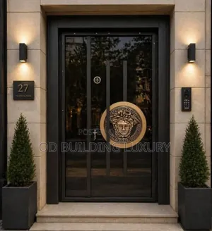 Black Turkish Luxury Security Doors Featuring a Medusa Head