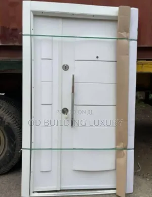 White Turkish Security Door Designed With a Sleek, Paneled Exterior.