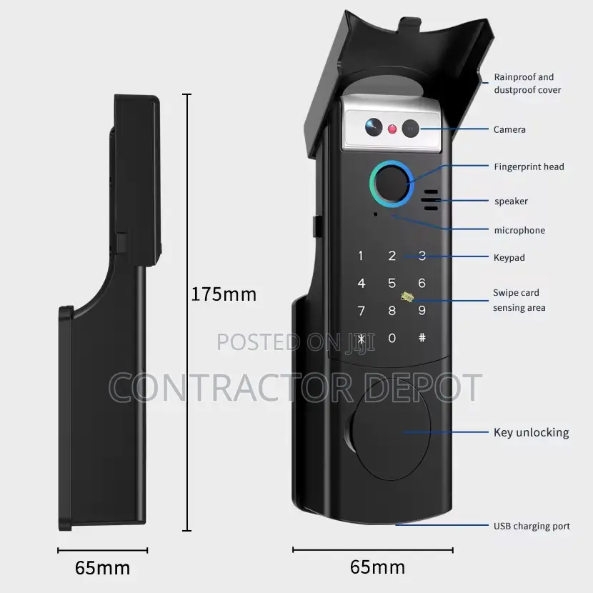 Waterproof Intercom Face Recognition Gate Lock Doorbell Keypad Code