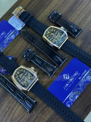Luxury Hanboro Auto Skeleton Watches With Double Tourbillon Movements