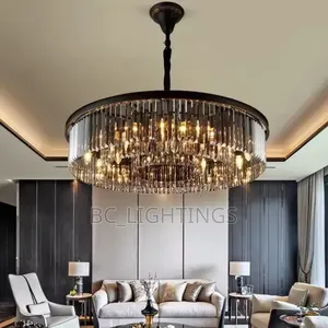 Modern Luxury Crystal Lights Black Glass for Dining Living Room
