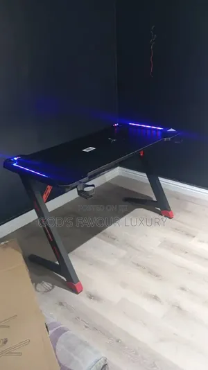 A S Executive Gaming Office Desk With Led Light - Black - 1.2mtr