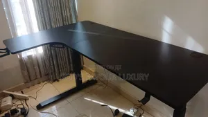 L Shape Electric Adjustable Sit to Stand Black Desk - 1.4metre