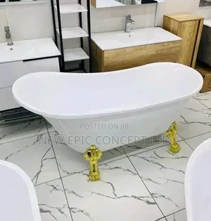 White Animal Bathtub With Gold Leg