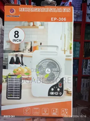 Rechargeable Solar Fan (Ep-306) – 8 Inches