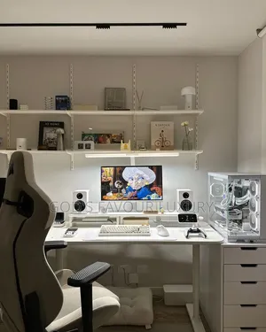 Home/Office Sit-Stand Gaming Desk and Racing Style Gaming Chair