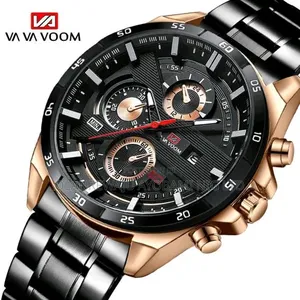 Vavavoom Black Stainless Steel Chain Wristwatch.