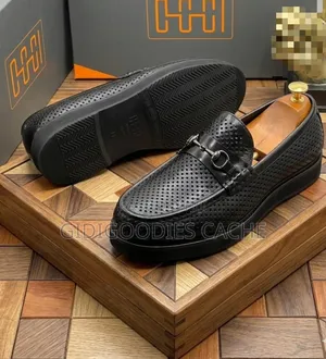 Black Perforated Leather Horsebit Loafers