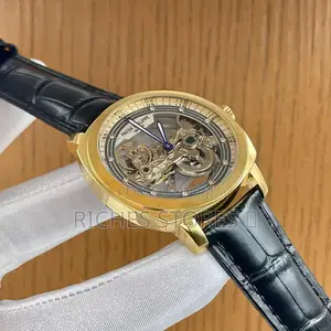 Automatic Transparent Case Patek Philippe Luxury Leather Watch