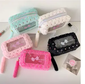Soft Plush Cosmetic Pouch Travel Toiletry Organizer for Women