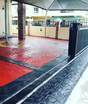 Black and Red Concrete Floor