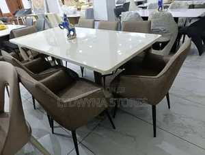 Lovely Aesthetic Strong Marble 6 Seaters Dining Sets