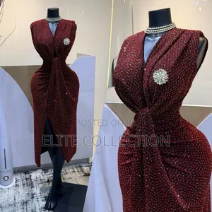 Luxury Rhinestones Deep Plunging Dress Size: S M L Xl Fit (8-16)