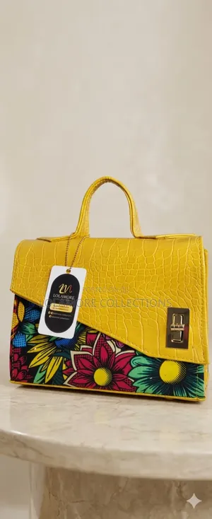 Handmade Ankara Mixed Leather Combo Handbag