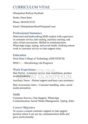Computing IT CV