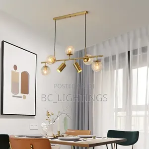 Nordic Light Luxury Lamps Geometric Straight Line Ball Chandelier