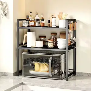 Microwave Oven Stand,Expandable Kitchen Storage Rack, Double-Layer