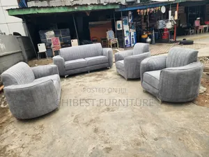 Grey Set of Fabric 7 Seaters Sofa Couch.