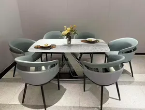 Set of Dinner Chairs and Marble Table