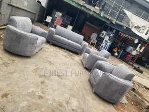 Neatly Padded Grey Complete Set of Chairs.