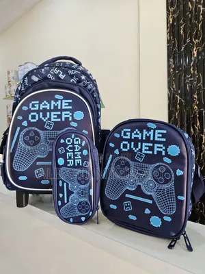 Game Over" Themed Trolley Backpack With Matching Accessories.