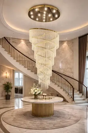 Spiral Crystal Chandelier, Modern Led Light Fixture for Staircase