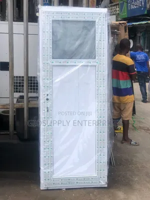 White Upvc Toilet Door With a Glass Panel