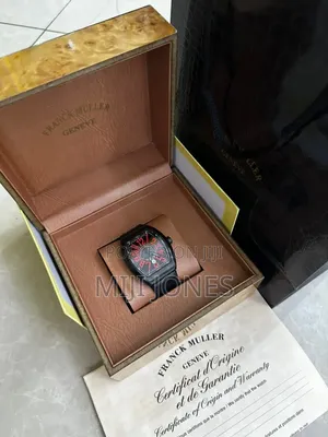 *Luxury Franck Muller Replica – Red Dial Black Leather Strap Watch*