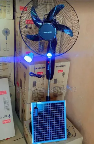 Charweek Rechargable Remote Control Quality 16-Inches Solar Fan +