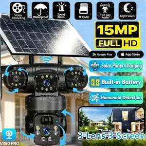 3 Lens 3 Screen Solar CCTV Ai Camera