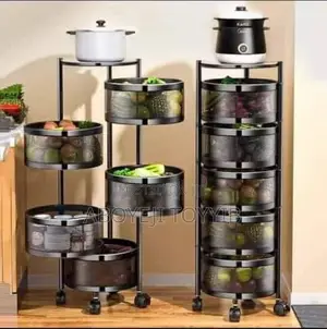 5 Tier Chrome Fruit Vegetable Trolley Rack With Wheels