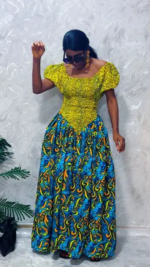 Ankara Smocked Mini Dress With Puff Sleeves - Style 540