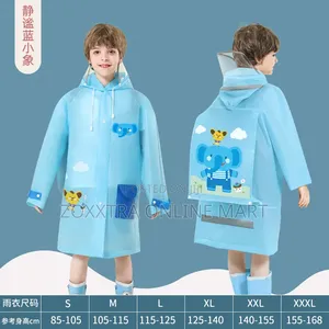 Cute Children Raincoat With Waterproof Bag Space and Face Shield