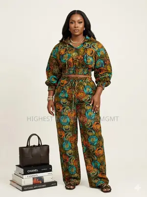 Long Sleeve Crop Top and Trouser - Style 809