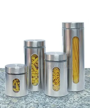 4-Piece Stainless Steel Canister Storage Jar