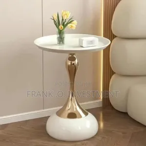 Marble Top Side Stool Table - White