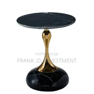 Marble Top Side Stool Table - Black