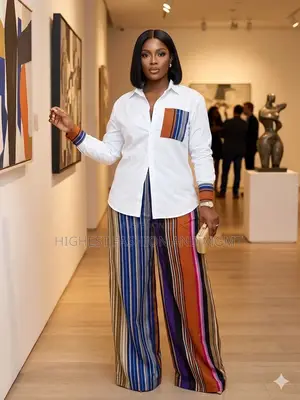 Aso Oke Pants and White Shirt - Style 458